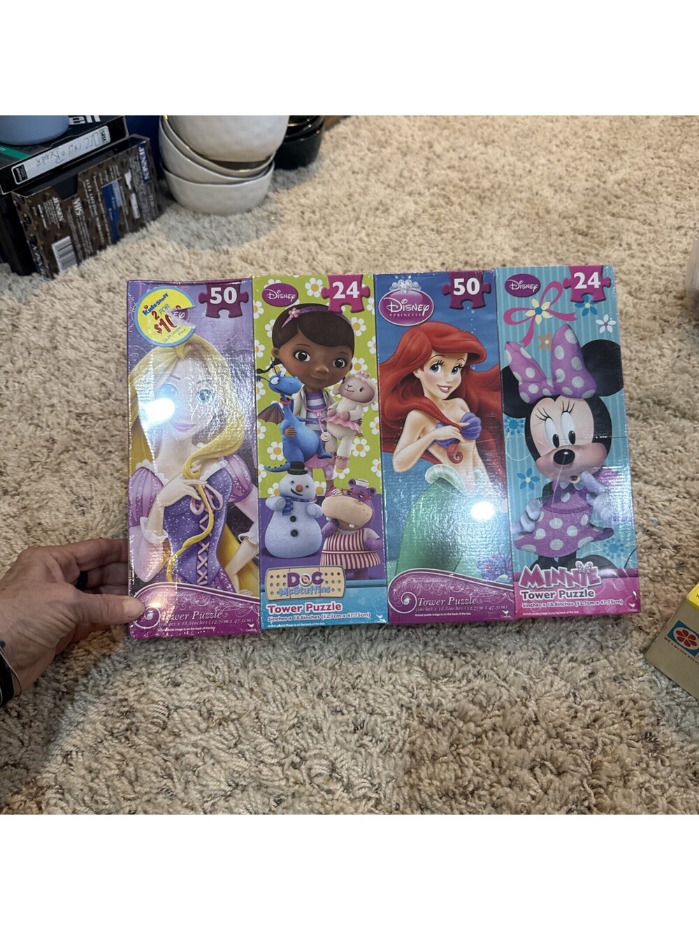 4-pack set of Cardinal Disney Tower Jigsaw Puzzles, Sealed. New.